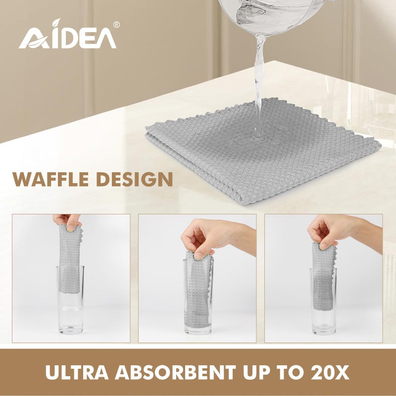AIDEA Microfiber Cleaning Cloth for Glass 12PK  Grey  Lint Free Cloth Polishing Cleaning Rags  Window Wipes  Barista Coffee Towel  Microfiber Towels for Car Detailing  Stainless Steel  11?11"" - Image 2